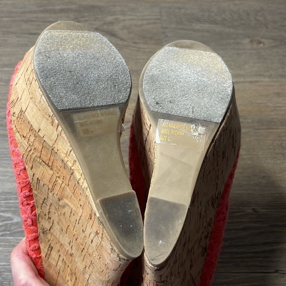 Rue 21 Coral Orange Platform Wedge Heels, size 8/9 - Picture 11 of 11